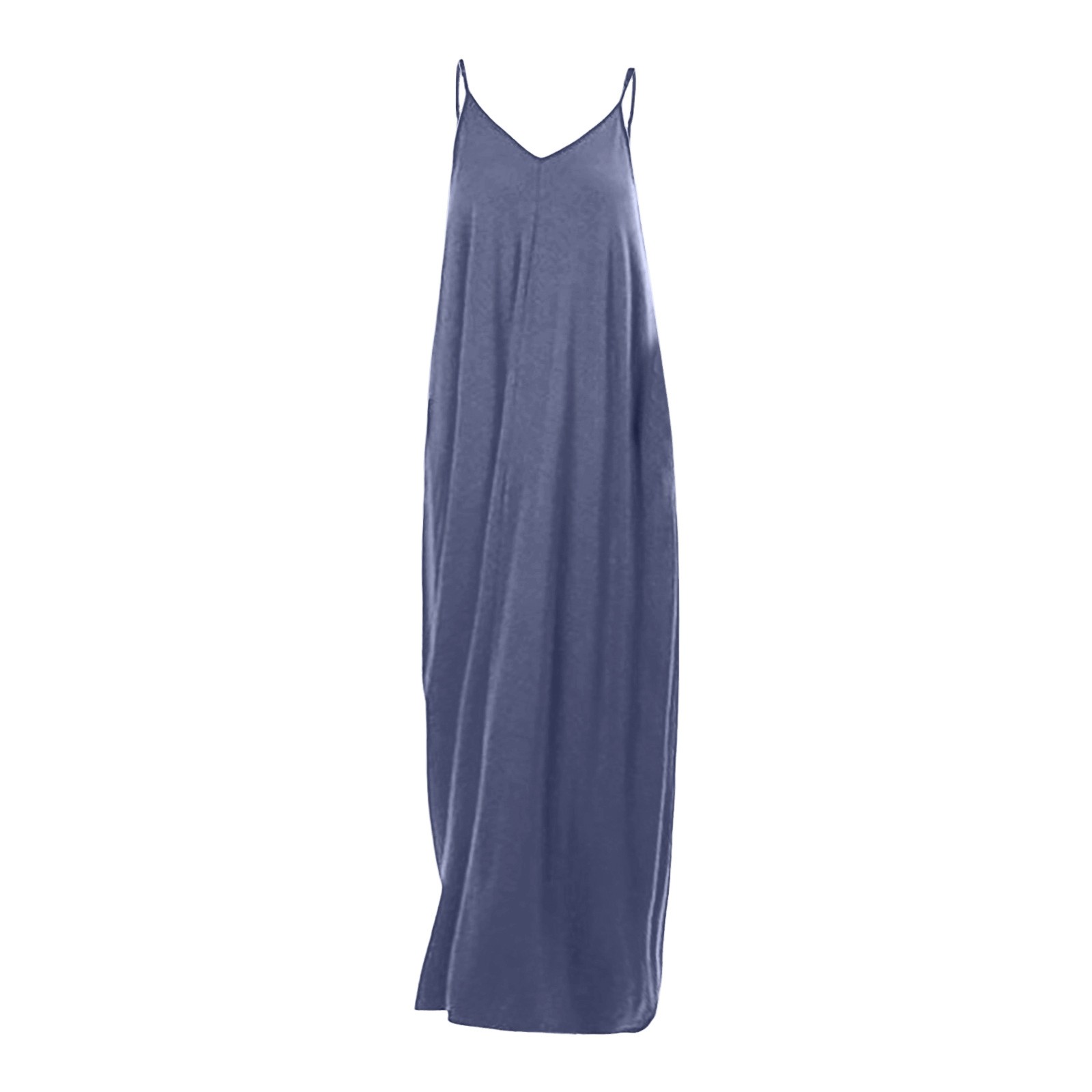thumbnail image 4 of Vestido largo con tirantes, bolsillos y corte holgado, de color liso, para mujer - Vestido largo tipo chaleco sexy, 4 of 4